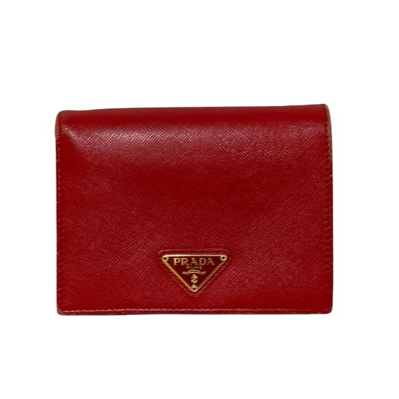 PRADA - Red Leather Bifold Wallet 103-071825 - Picture 1 of 9